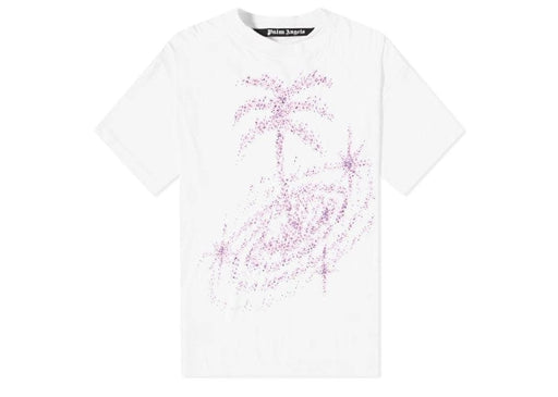 Palm Angels Oversized Glitter Palm Tee White & Glittered