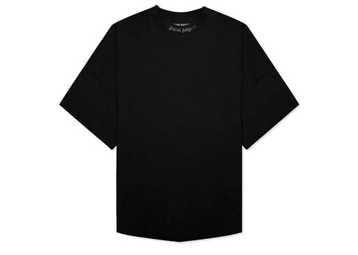 Palm Angels Oversized Mock Neck Glitter Logo T-Shirt Black/Black