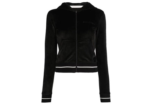 Palm Angels Stripe-Trim Chenille Zip Hoodie Black