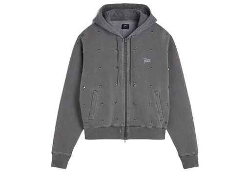 Patta Studded Washed Zip-Up Hoodie Volcanic Glass