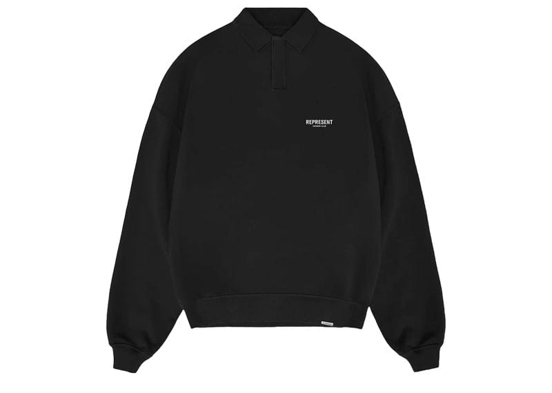 Represent Owners Club Long Sleeve Polo Sweater Black