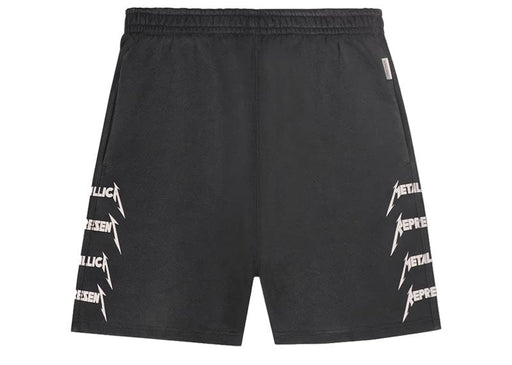 Represent x Metallica Cotton Crew Shorts Stained Black