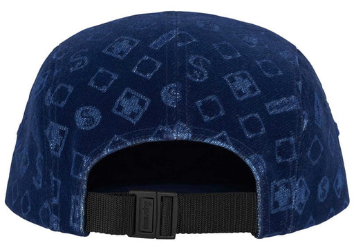 Supreme Flocked Denim Camp Cap Blue