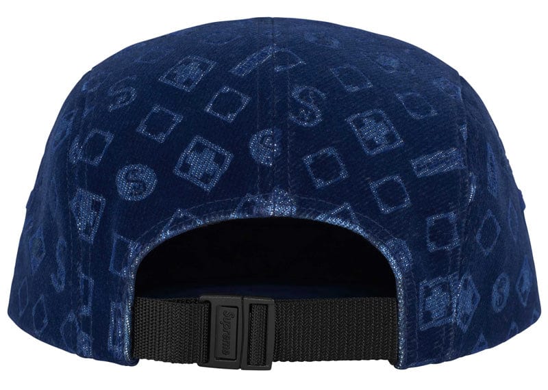 Supreme Flocked Denim Camp Cap Blue