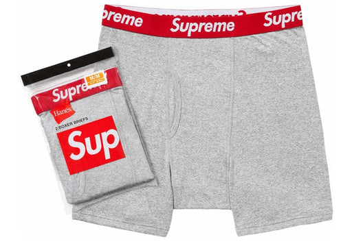 Supreme Hanes Boxer Briefs (2 Pack) Heather Grey