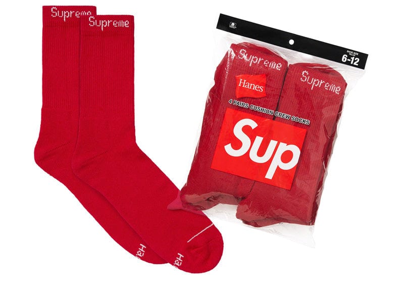 Supreme Hanes Socks (4 Pack) Red