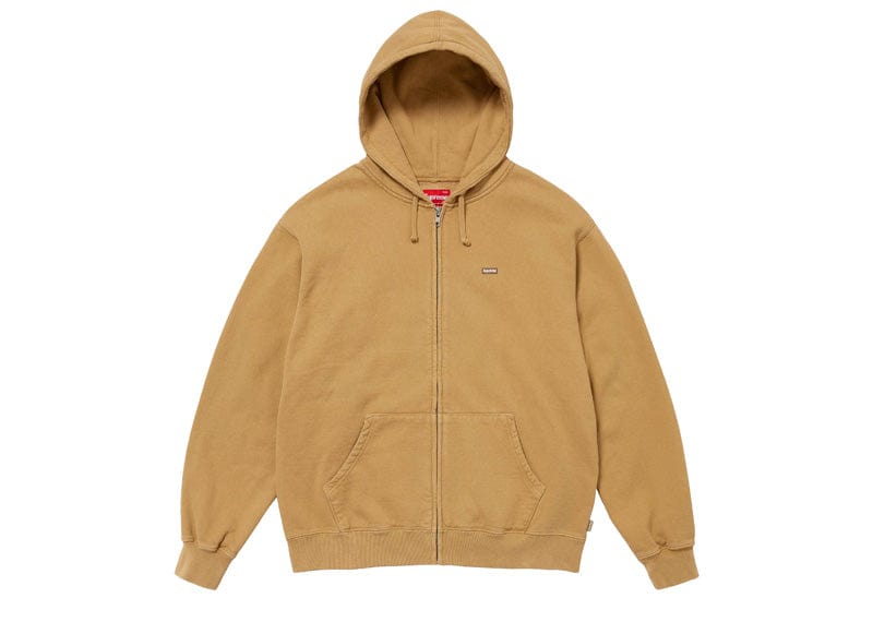 Supreme Overdyed Small Box Zip Up Hooded Sweatshirt Sand