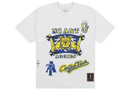 Travis Scott x Mitchell & Ness North Carolina A&T Aggies Hand-Drawn T-Shirt White