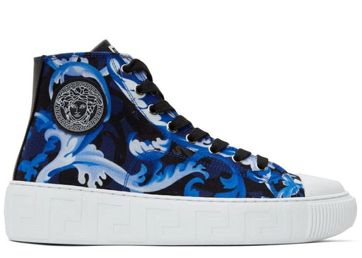 Versace Blue Baroccoflage Greca High-Top Sneakers