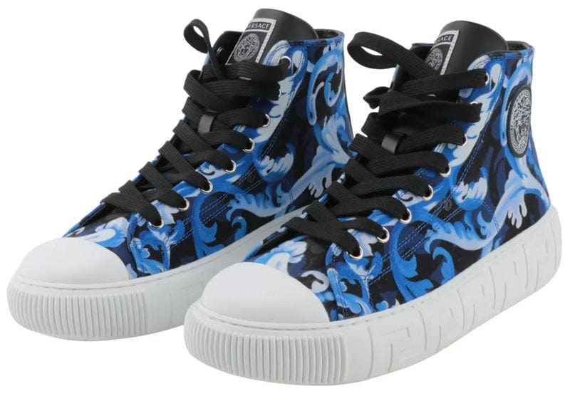 Versace Blue Baroccoflage Greca High-Top Sneakers