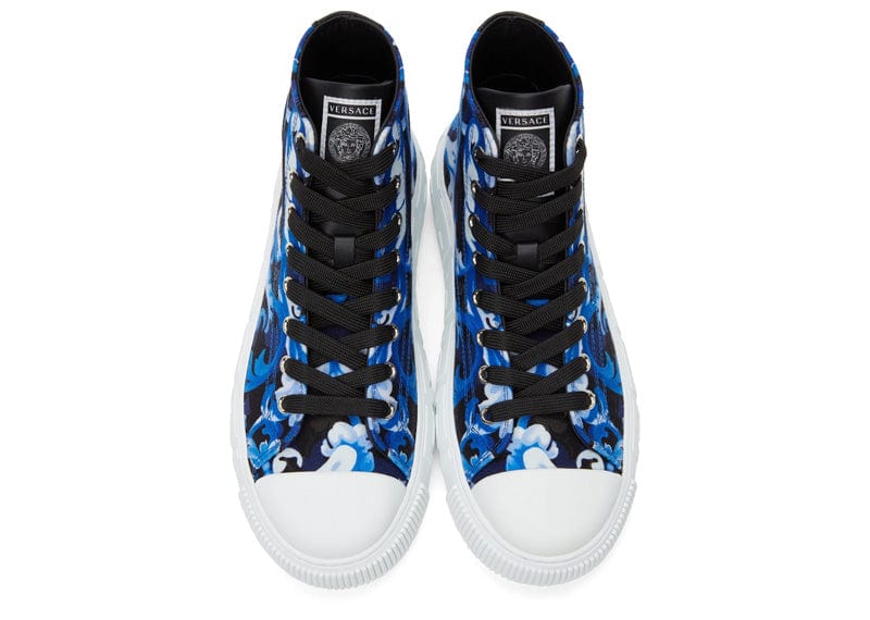 Versace Blue Baroccoflage Greca High-Top Sneakers